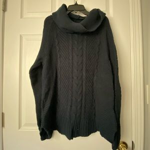 Cabi 3168 cable cowl neck sweater navy blue